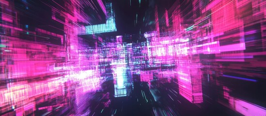 Poster - 3D Rendered No Signal Text with Technological Glitches and Visual Interference Effects