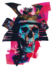 Poster - PNG Skull painting collage head.