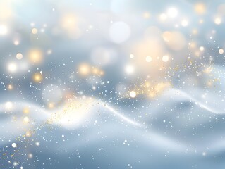 Poster - Abstract background with a light blue and gold color gradient, with small glowing lights on the edges of the screen. The background is empty for product display presentation