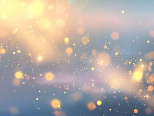 Poster - Abstract background with a light blue and gold color gradient, with small glowing lights on the edges of the screen. The background is empty for product display presentation
