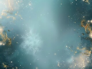 Poster - Abstract background with a light blue and gold color gradient, with small glowing lights on the edges of the screen. The background is empty for product display presentation