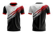 © wulan - sports jersey uniform template with black white and red pattern, ai generated