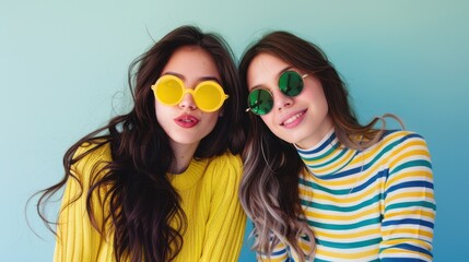 Wall Mural - The friends in colorful sunglasses