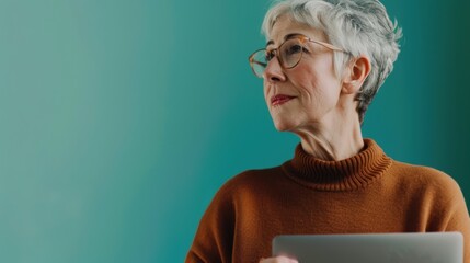 Canvas Print - The elderly woman in sweater