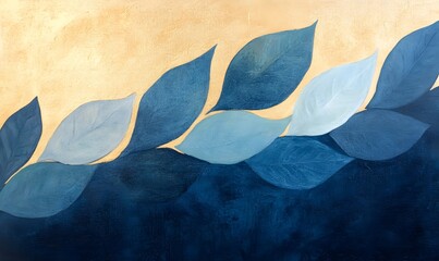 Poster - Landscape painting, abstract leaves, Generative AI