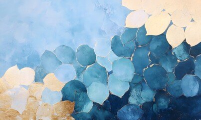 Wall Mural - landscape painting, abstract leaves, generative ai
