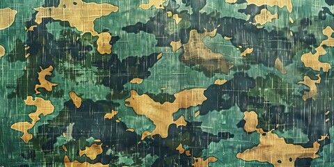 Abstract Green Camo Design, Colorful Military Camouflage Art