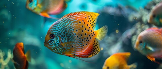 A Group of Scatophagus Fish Underwater