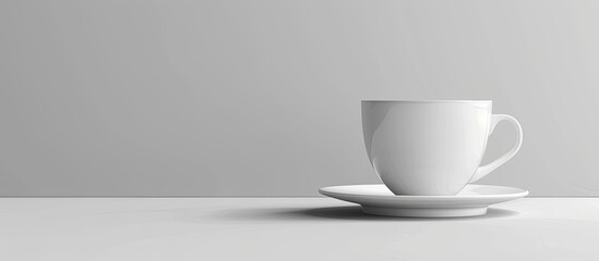 Wall Mural - White ceramic mug with saucer displayed against a blank background for a copy space image