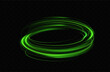 © blagorodez - Green neon ring. Glowing circle. Glow effect. Round light frame. abstract light lines of movement and speed. Abstract light lines of movement and speed. light green ellipse.