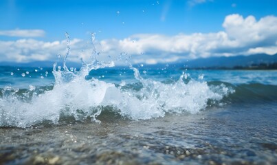 Wall Mural -  lake wave hitting the shore , Generative AI