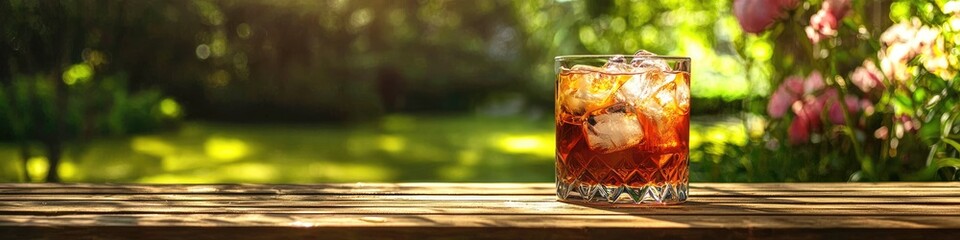 Wall Mural - cocktail with ice and cannabis. Selective focus