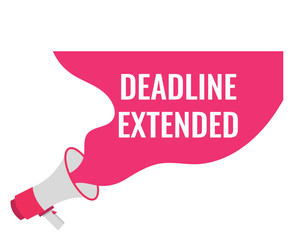 deadline extended button, banner, label, template for website. deadline extended text with colorful megaphone icon
