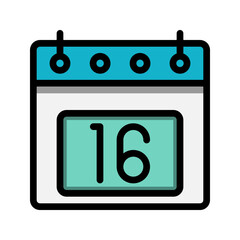 Poster - Calendar 16st date color linear icon. time, event, schedule and business symbols icons. Suitable for websites, UI, interfaces and mobile applications.
