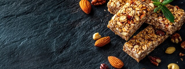 Poster - Top view of walnuts. Selective focus