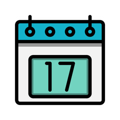 Poster - Calendar 17st date color linear icon. time, event, schedule and business symbols icons. Suitable for websites, UI, interfaces and mobile applications.