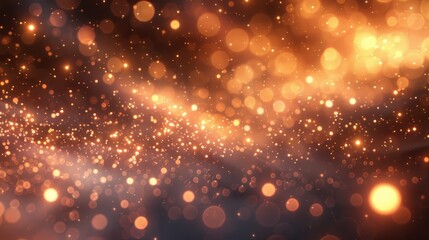 Poster - Captivating Warm Golden Sparkles Dancing Across a Dark Background at Night