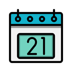 Poster - Calendar 21st date color linear icon. time, event, schedule and business symbols icons. Suitable for websites, UI, interfaces and mobile applications.