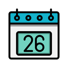 Poster - Calendar 26st date color linear icon. time, event, schedule and business symbols icons. Suitable for websites, UI, interfaces and mobile applications.