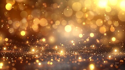 Poster - Glowing Golden Bokeh Lights Creating a Magical Atmosphere at Nighttime Celebration Event