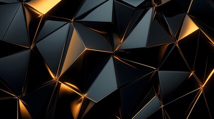 Wall Mural - 4. **Bold geometric shapes with a metallic sheen on a dark background