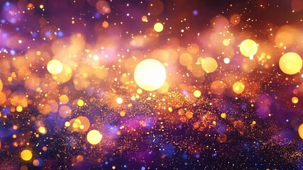 Poster - Festive bokeh lights abstract background. Blurred shiny glitter particles backdrop. Defocused light. Holiday sparkle effect. Magical and dreamy. New Year and Christmas