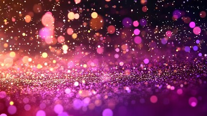 Poster - Purple bokeh lights abstract background. Blurred shiny glitter particles backdrop. Defocused light. Festive sparkle effect. Magical and dreamy. New Year and Christmas