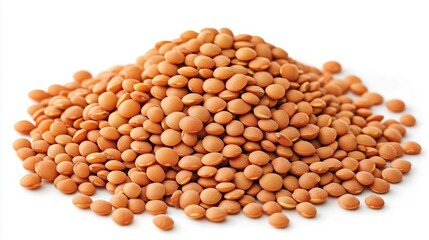 Wall Mural - Pile of lentils on white background