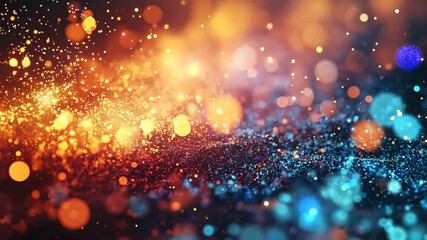 Poster - Festive bokeh lights abstract background. Blurred shiny glitter particles backdrop. Celebration, party concept. Magical and dreamy. 