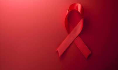 Poster - red ribbon hiv world aids day awareness ribbon and the text on red background healthcare and medicine