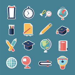 Fototapete - set of icons for web , minimal style graphics element flat icon for suitable for wide range of uses isolated vector illustration