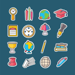 Fototapete - set of icons for school , modern trendy line style  icons design for  computer, medical, office, business , ecommerce isolated Vector illustration