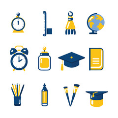 Fototapete - educational icons set for web , modern school graphics equipment isolated vector illustration