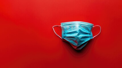 Red background with blue protective median mask