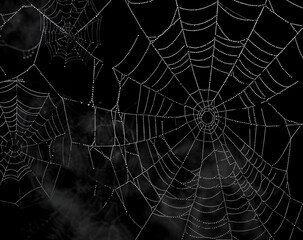 Wall Mural - spider web silhouette against black wall - halloween theme dark background