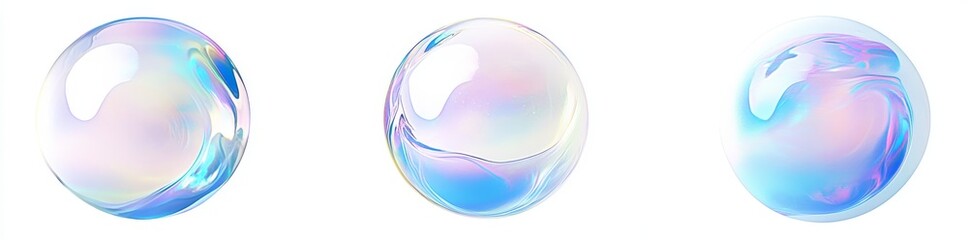 Poster - Colorful and iridescent circle holographic elements design on white background.