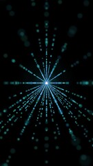 Wall Mural - Explosion blue electric light neon energy abstract triangle pyramid reflect rays vertical animation. Phone wallpaper	
