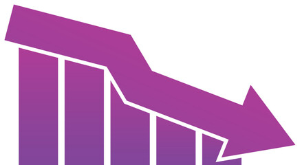 Poster - Purple gradient bar graph is showing a negative trend with a downward arrow