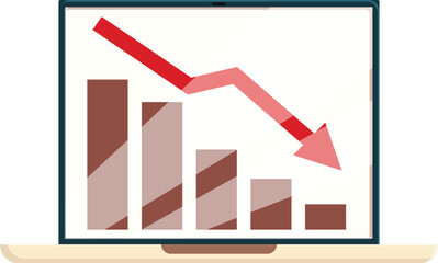 Poster - Laptop displaying a graph with a red arrow pointing down, illustrating a financial crisis