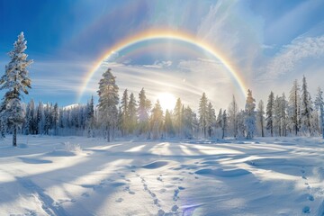 Wall Mural - Winter Wonderland with a Rainbow