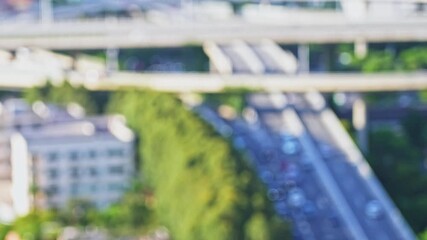 Canvas Print - Aerial view of blur city viaduct