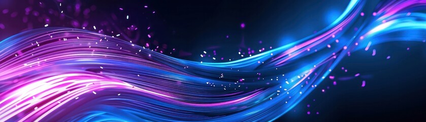 Poster - blue purple line futuristic neon light abstract on dark background
