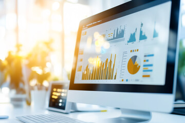 Poster - Modern data analysis dashboard featuring various graphs and charts aimed at delivering valuable business insights effectively