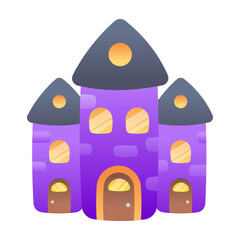 Sticker - Flat style icon of halloween house 