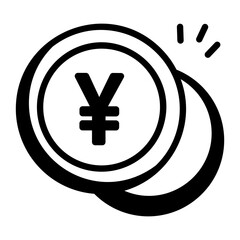 Sticker - Yen currency icon in glyph style 