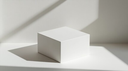 Wall Mural - high angle studio shot of a 3d box mockup with soft natural light and a white background creating a 