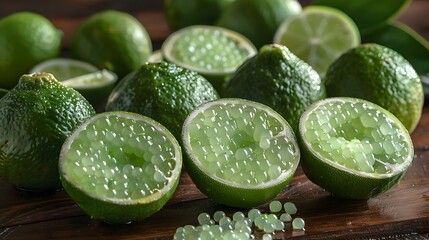 Canvas Print - A close up of a green lime with a green powder sprinkled on top