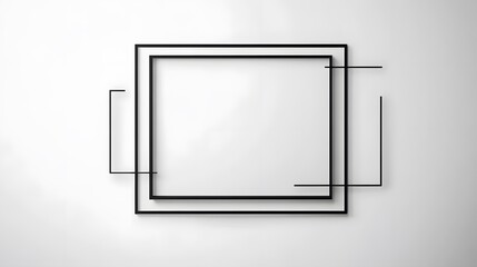 Minimalist geometric picture frame with thin black lines and a rectangular design, isolated on white background