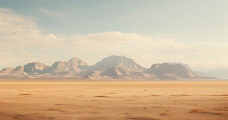 Sticker - Desert landscape with mountains in the background