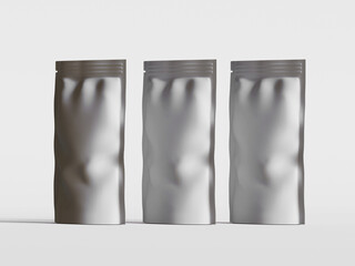 Paper Pouch Packaging MockUp white color isolated on gray background